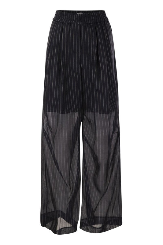 Sparkling Stripe cotton gauze loose trousers