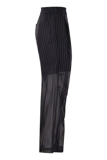 Sparkling Stripe cotton gauze loose trousers