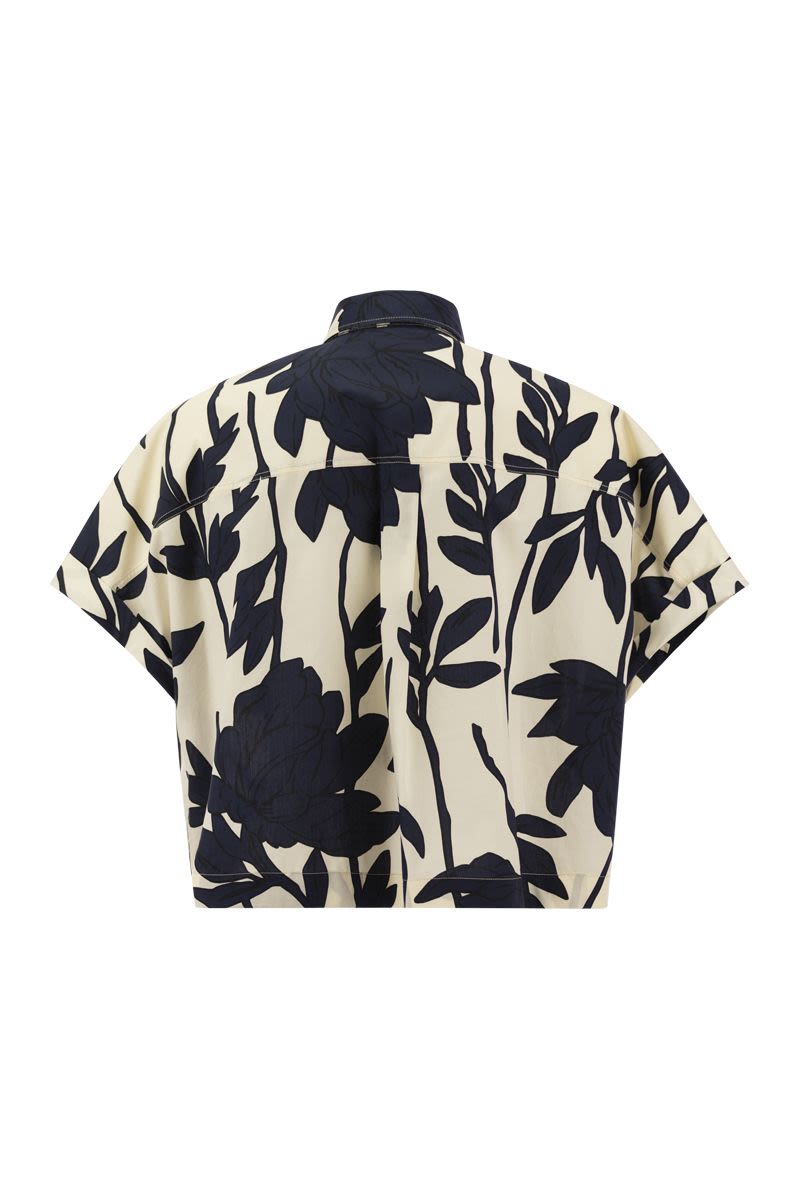 Ramage Print cotton poplin shirt with jewellery - VOGUERINI