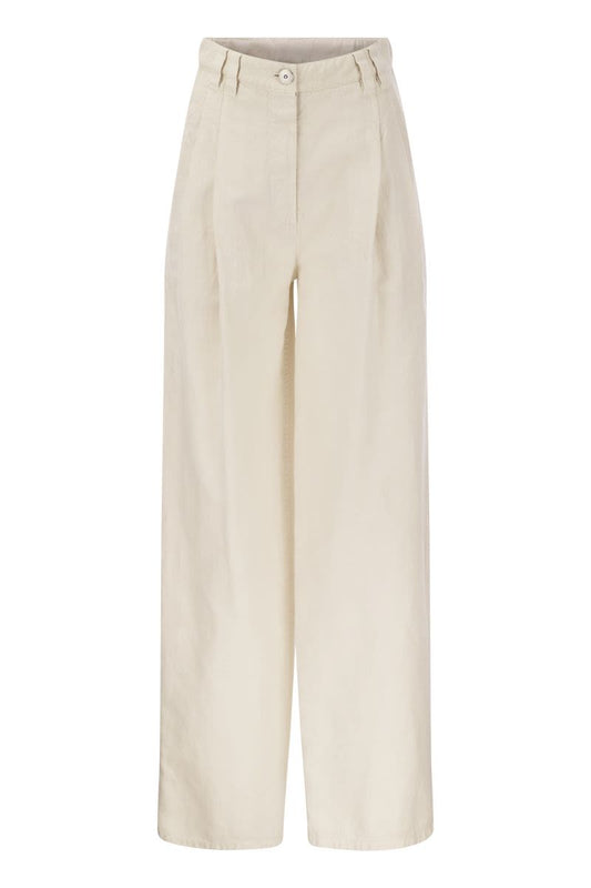 Relaxed trousers in garment-dyed cotton-linen cover-up - VOGUERINI