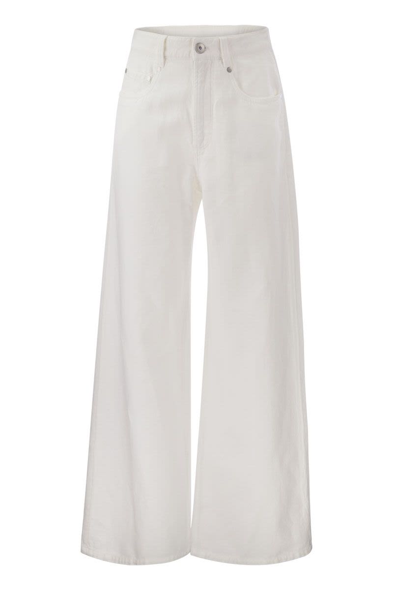 Relaxed trousers in garment-dyed cotton-linen cover-up - VOGUERINI