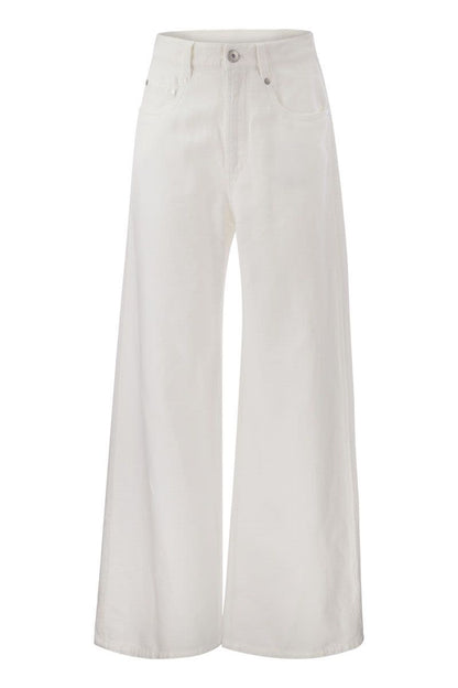 Relaxed trousers in garment-dyed cotton-linen cover-up - VOGUERINI