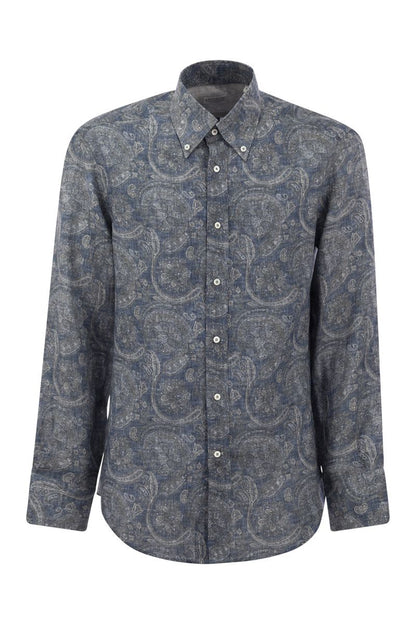 Paisley linen slim fit shirt - VOGUERINI