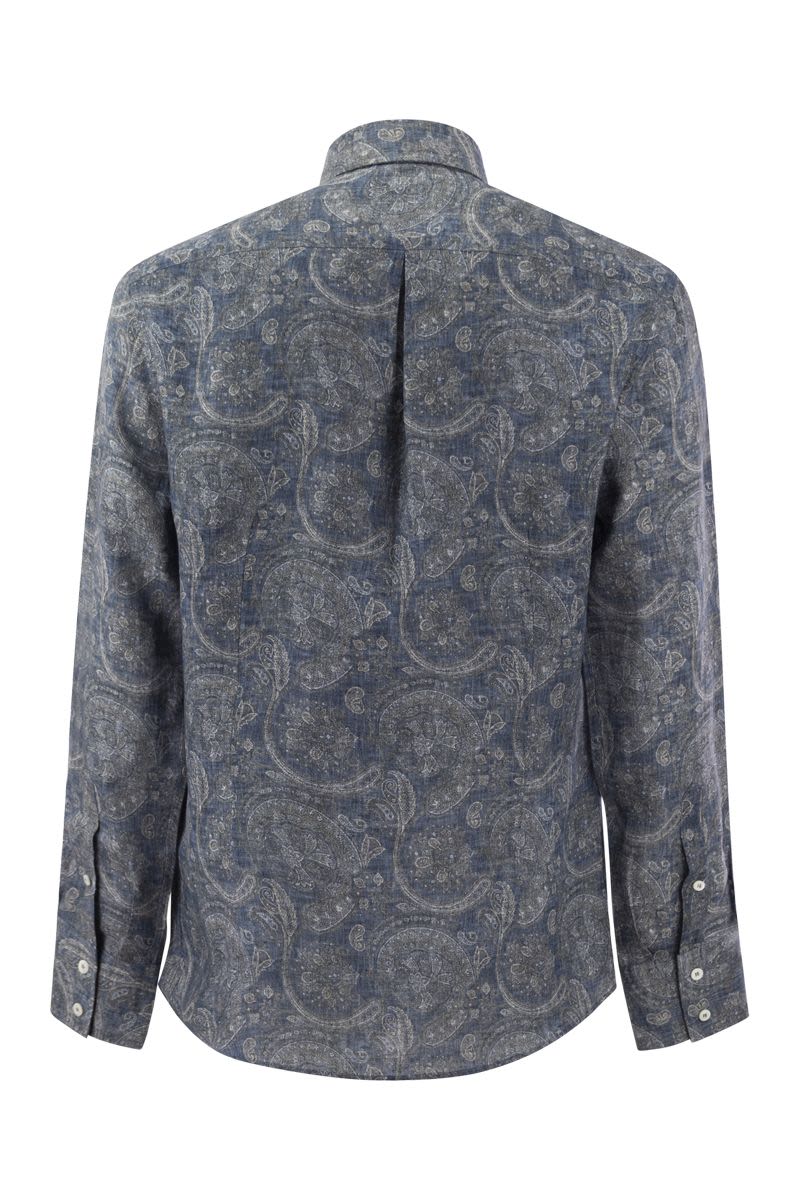 Paisley linen slim fit shirt - VOGUERINI