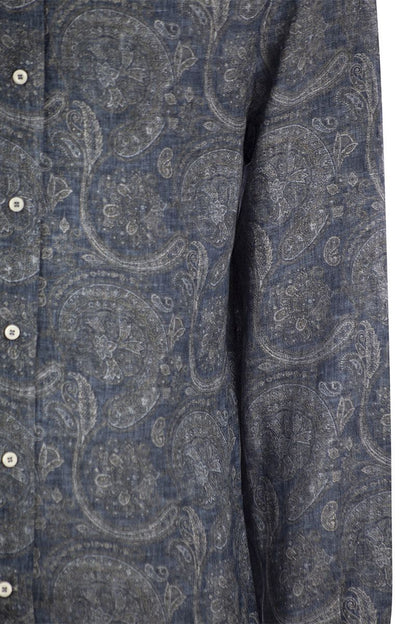 Paisley linen slim fit shirt - VOGUERINI