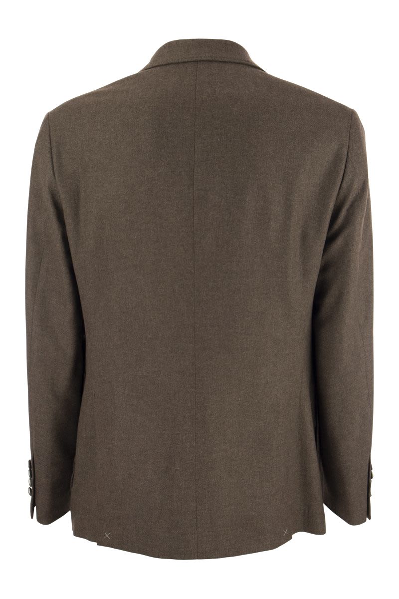 Deconstructed wool, silk and cashmere diagonal jacket with Saharan style pockets - VOGUERINI