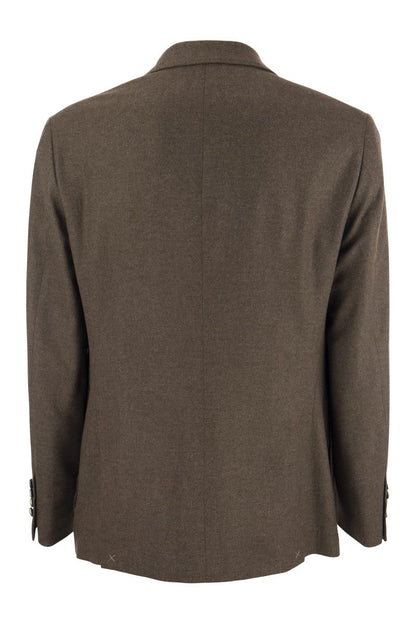 Deconstructed wool, silk and cashmere diagonal jacket with Saharan style pockets - VOGUERINI