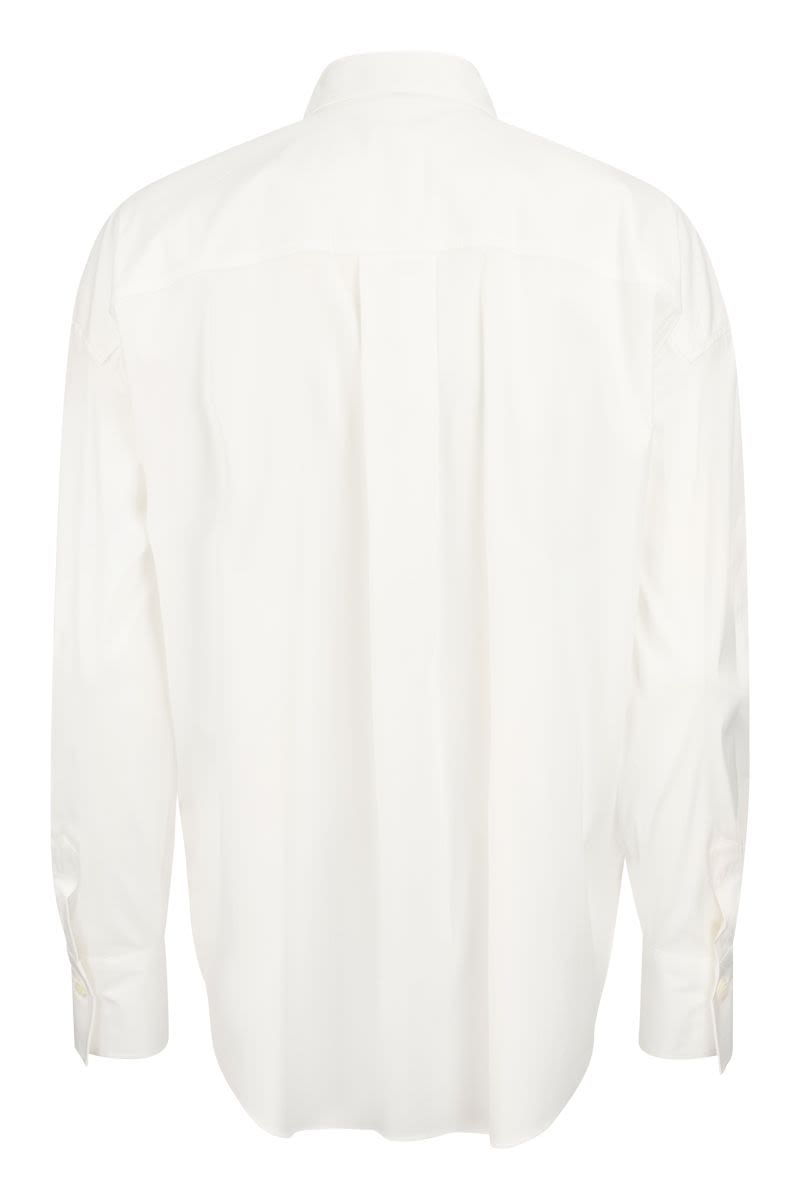 Stretch cotton poplin shirt with 'Shiny Tab' - VOGUERINI