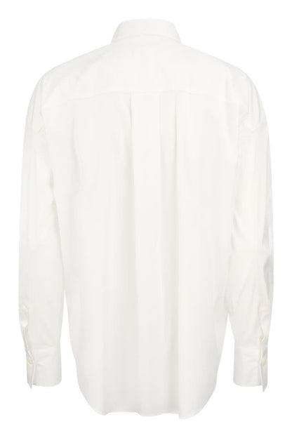 Stretch cotton poplin shirt with 'Shiny Tab' - VOGUERINI