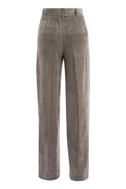 Loose Straight trousers in hammered corduroy - VOGUERINI