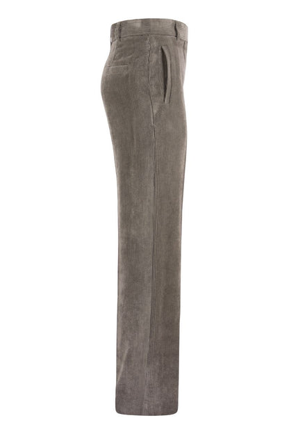 Loose Straight trousers in hammered corduroy - VOGUERINI