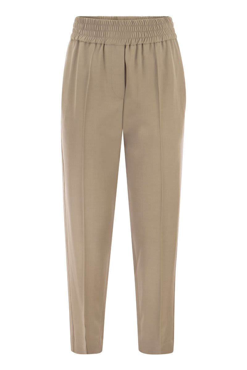 Baggy Cigarette trousers in viscose canvas and virgin wool - VOGUERINI