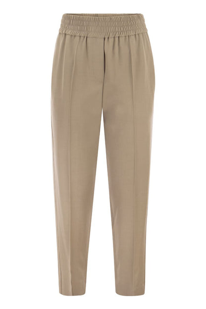 Baggy Cigarette trousers in viscose canvas and virgin wool - VOGUERINI