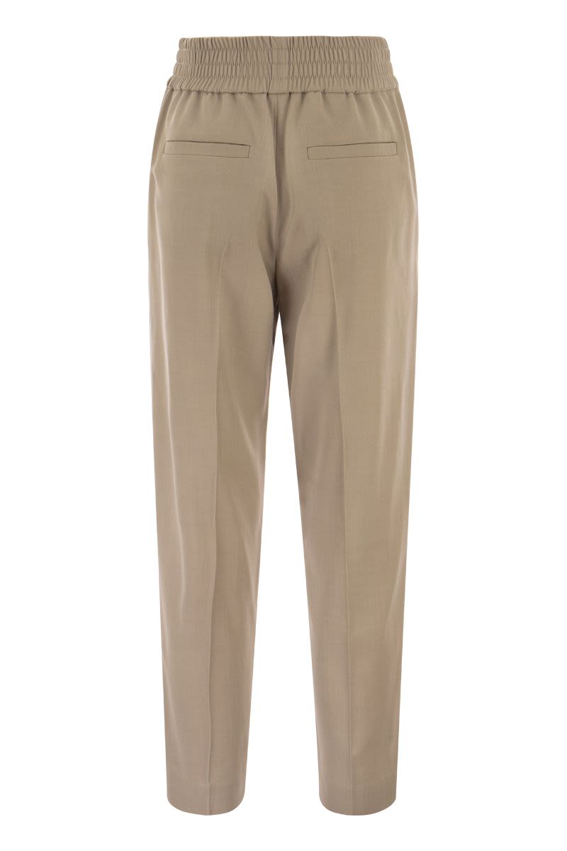 Baggy Cigarette trousers in viscose canvas and virgin wool - VOGUERINI