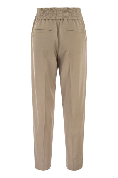 Baggy Cigarette trousers in viscose canvas and virgin wool - VOGUERINI