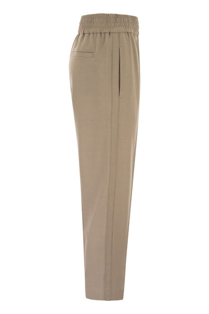 Baggy Cigarette trousers in viscose canvas and virgin wool - VOGUERINI