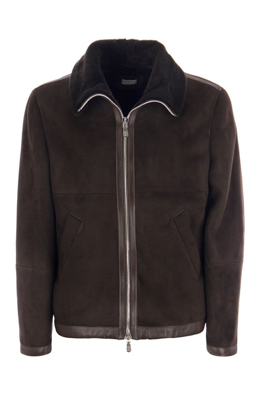 Pilot jacket in suede shearling - VOGUERINI