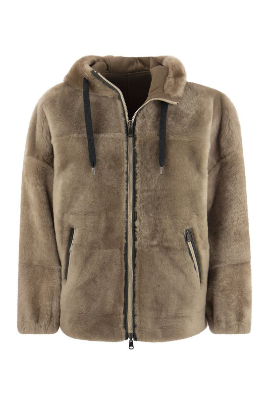 Shearling reversible parka with Shiny Trim - VOGUERINI