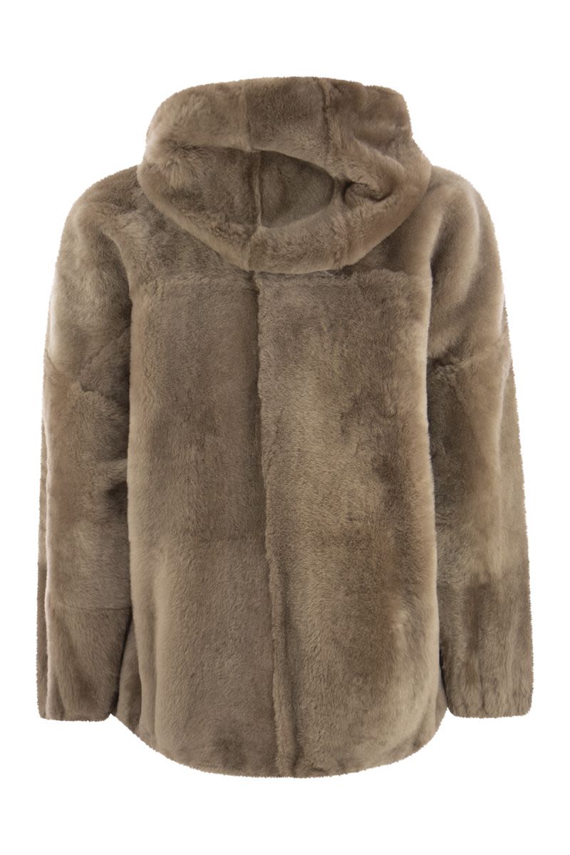 Shearling reversible parka with Shiny Trim - VOGUERINI