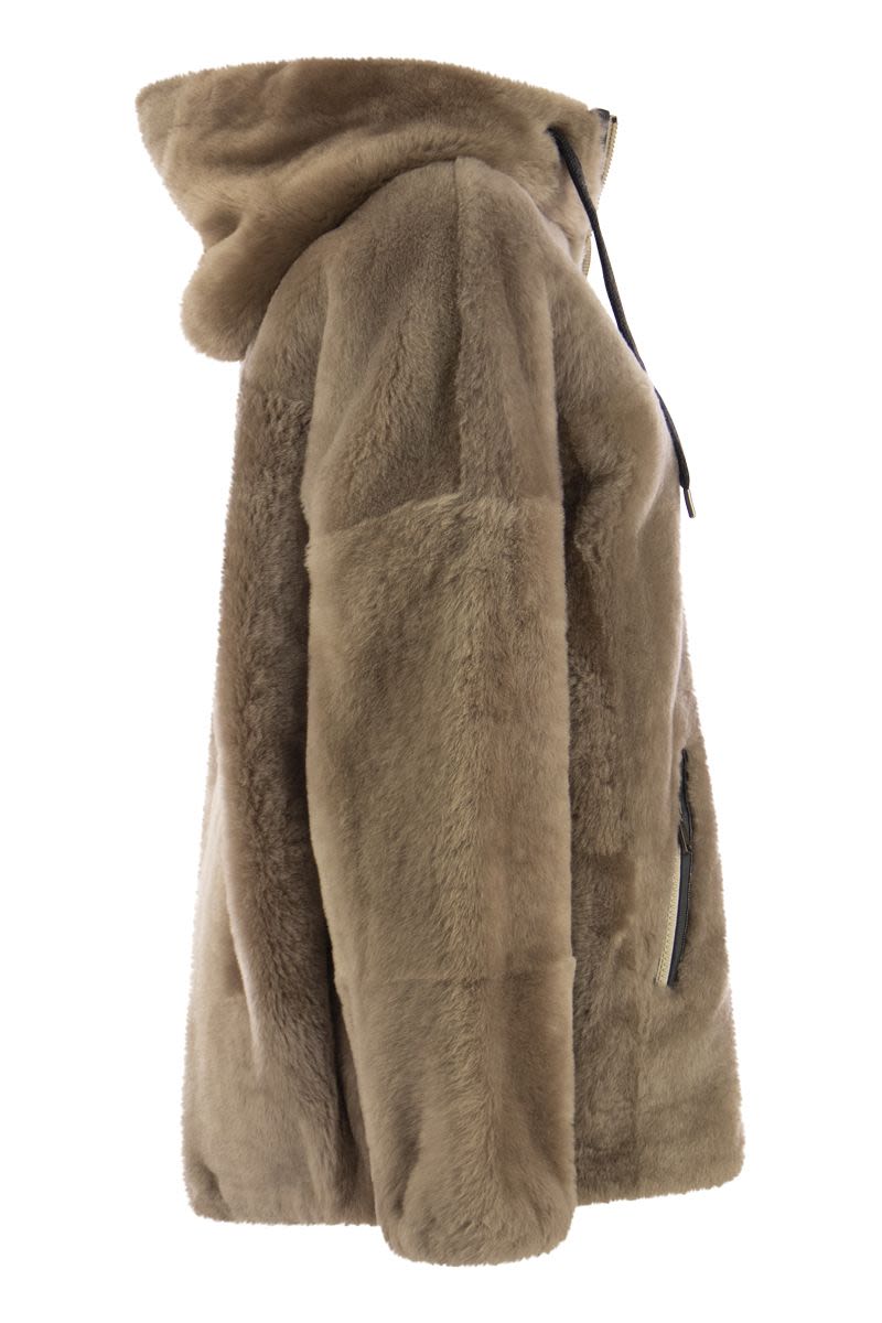 Shearling reversible parka with Shiny Trim - VOGUERINI