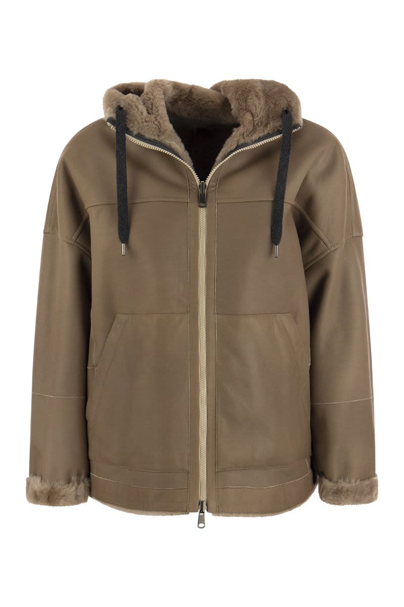 Shearling reversible parka with Shiny Trim - VOGUERINI