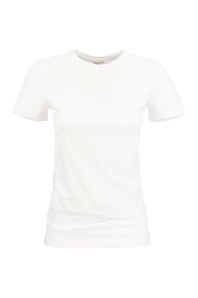 Stretch cotton jersey T-shirt with Monile - VOGUERINI