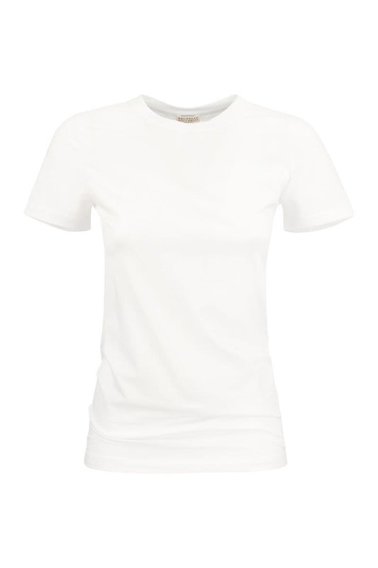 Stretch cotton jersey T-shirt with Monile - VOGUERINI