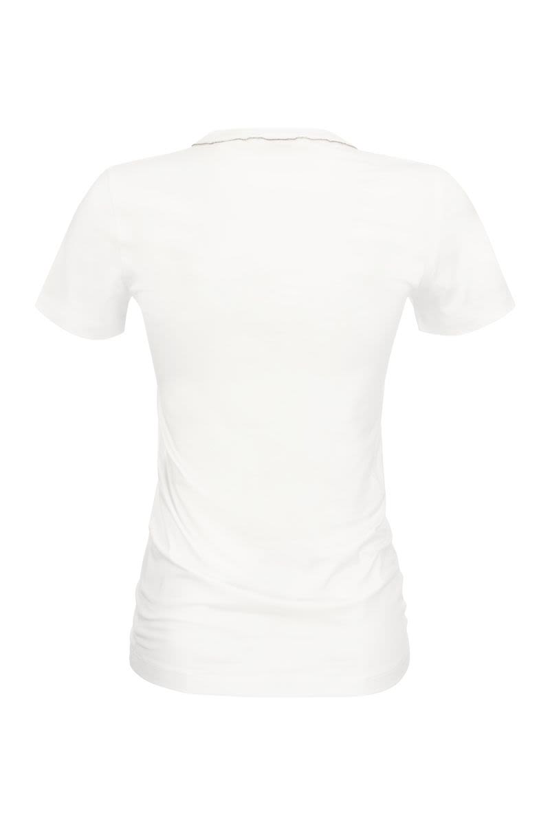 Stretch cotton jersey T-shirt with Monile - VOGUERINI