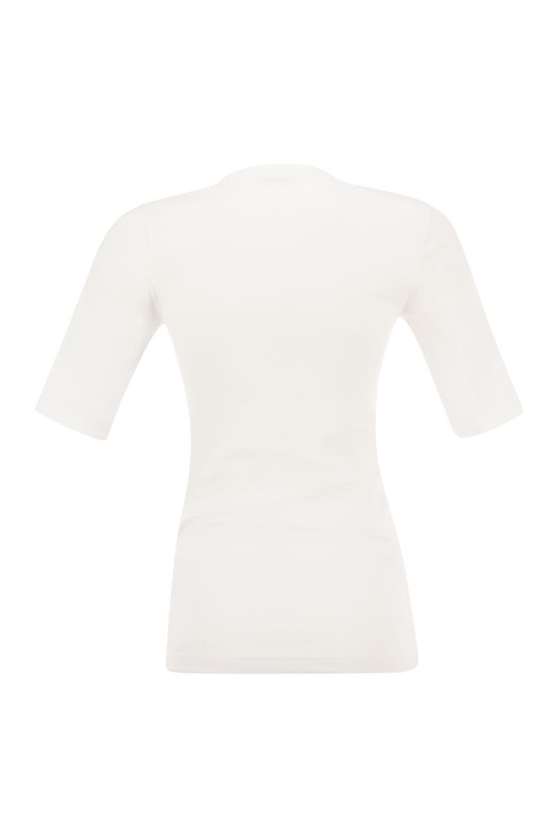 Stretch cotton rib jersey T-shirt with "Precious Insert" - VOGUERINI