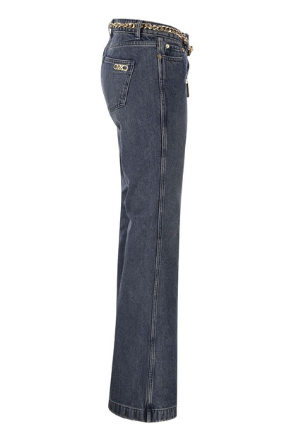 Denim flair jeans with belt - VOGUERINI