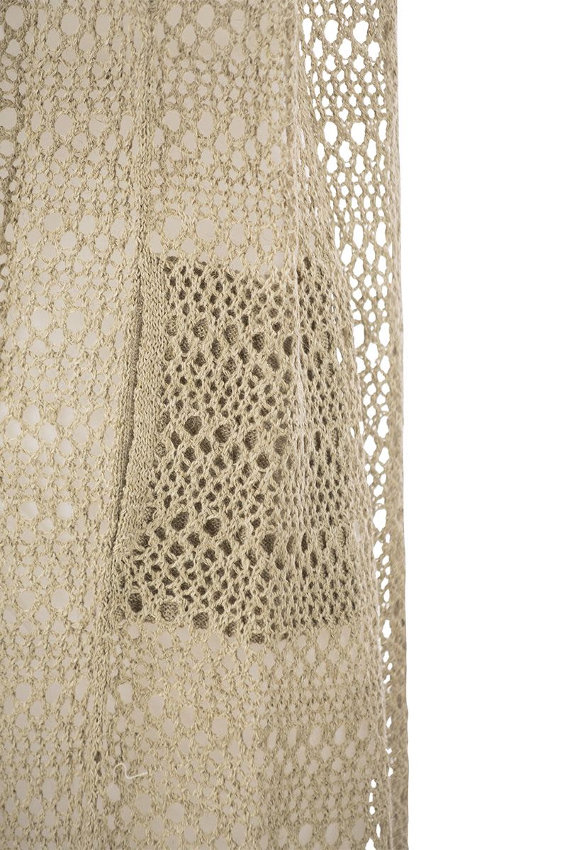 Net long cardigan in linen and silk - VOGUERINI