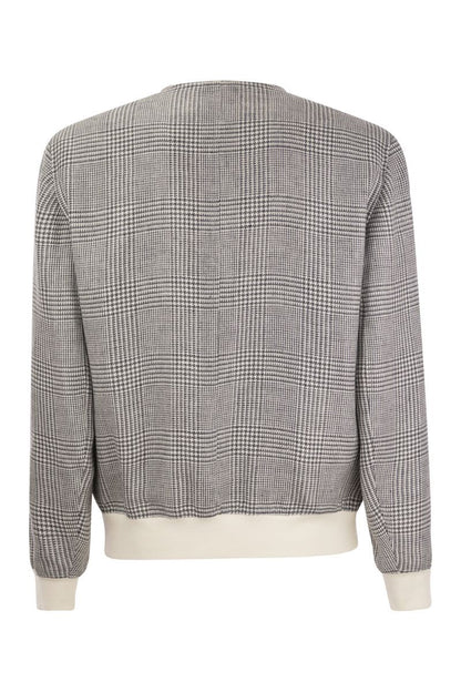 Linen, wool and silk checked jacket - VOGUERINI