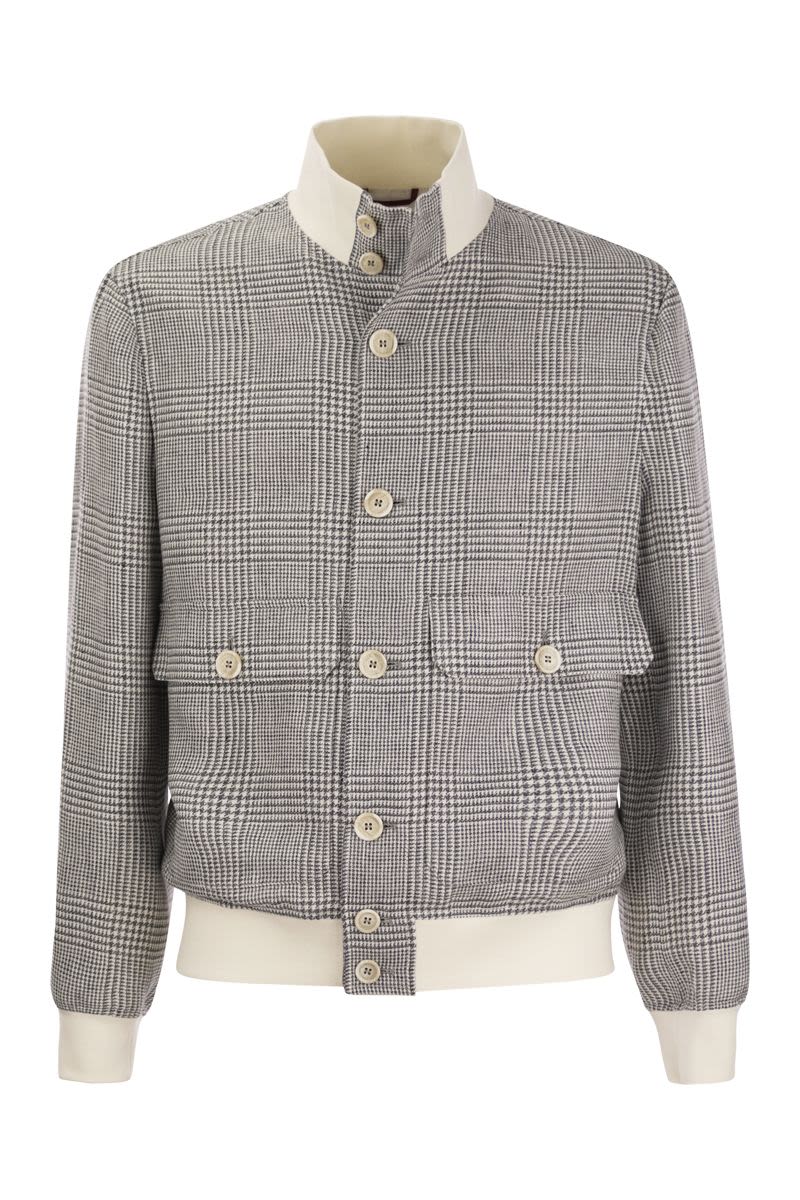 Linen, wool and silk checked jacket - VOGUERINI