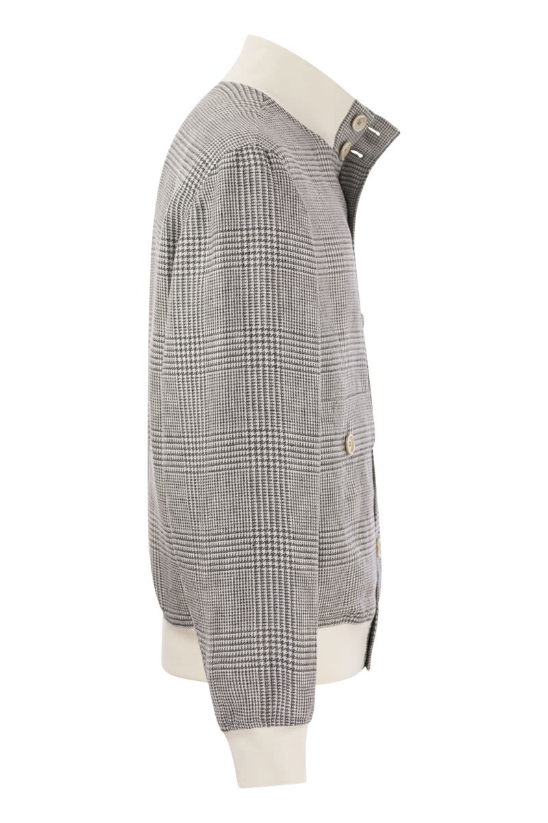 Linen, wool and silk checked jacket - VOGUERINI