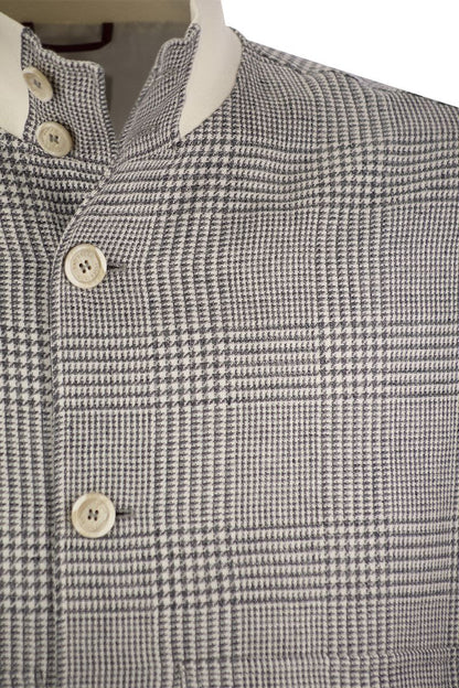 Linen, wool and silk checked jacket - VOGUERINI