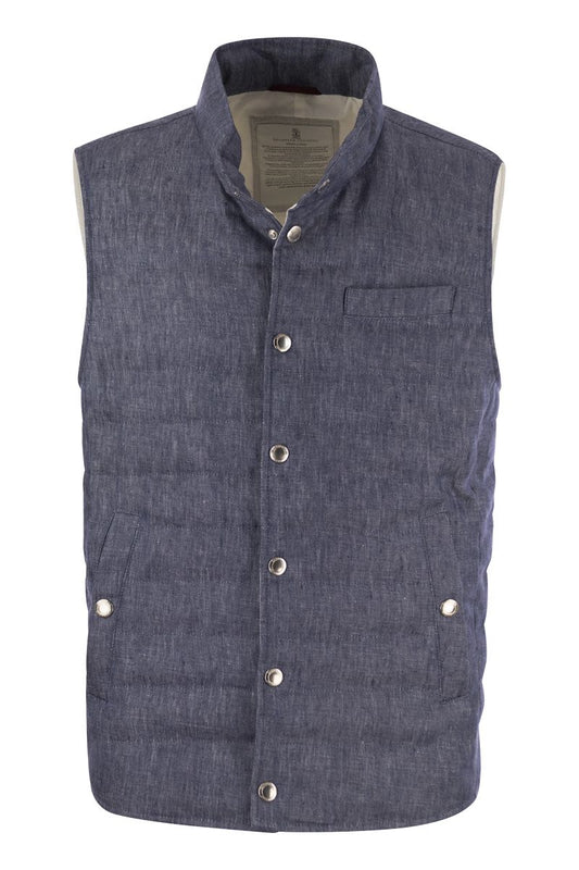 Linen sleeveless down jacket - VOGUERINI