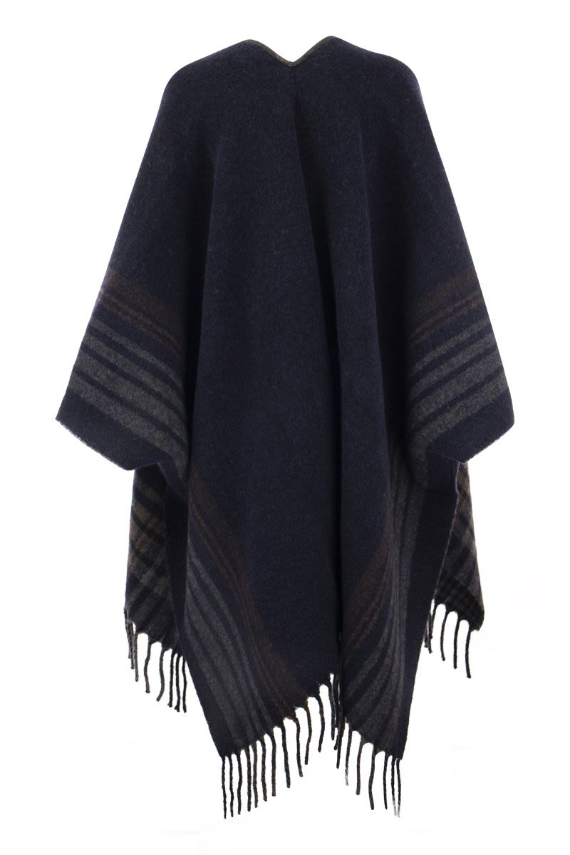 Striped alpaca shawl with Precious Trim - VOGUERINI