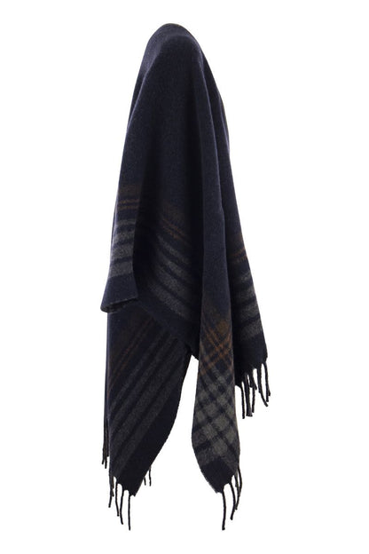 Striped alpaca shawl with Precious Trim - VOGUERINI