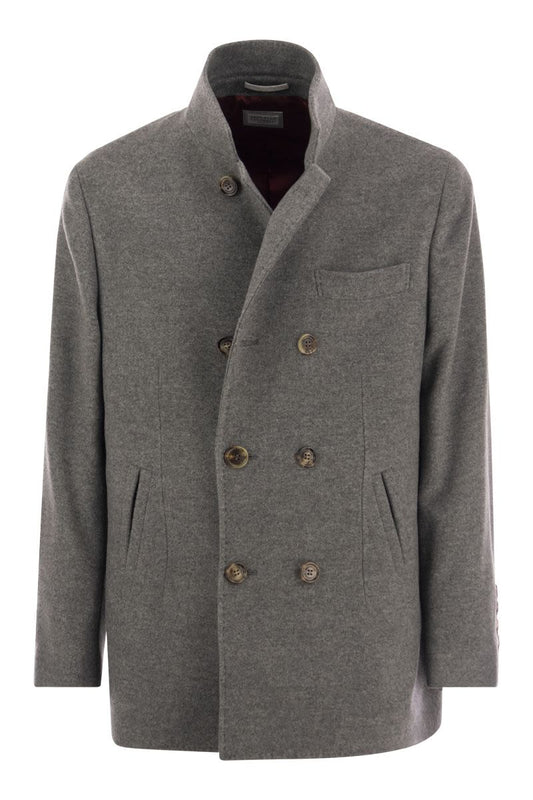 Lightweight water-resistant cashmere pea coat - VOGUERINI