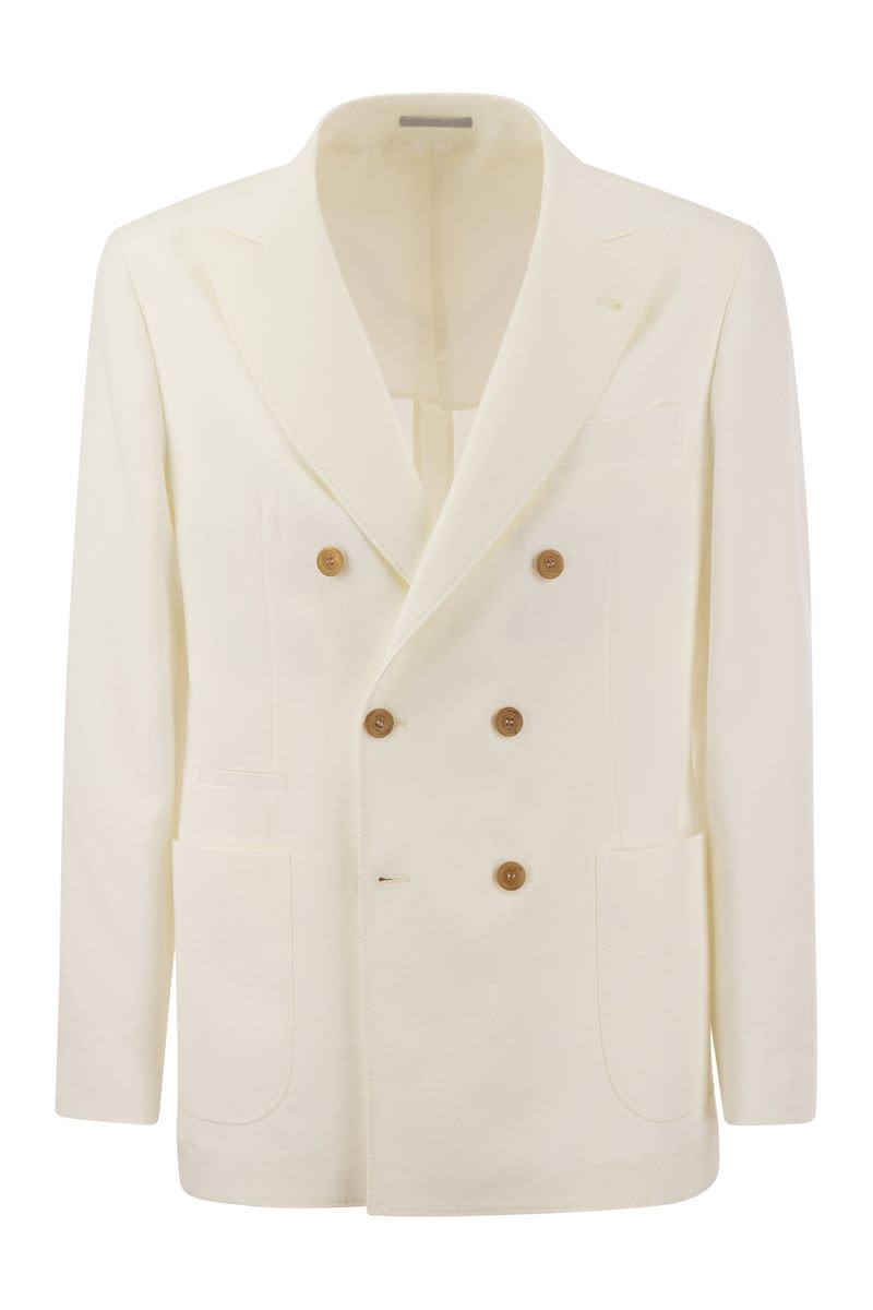 Twisted linen deconstructed jacket with patch pockets - VOGUERINI