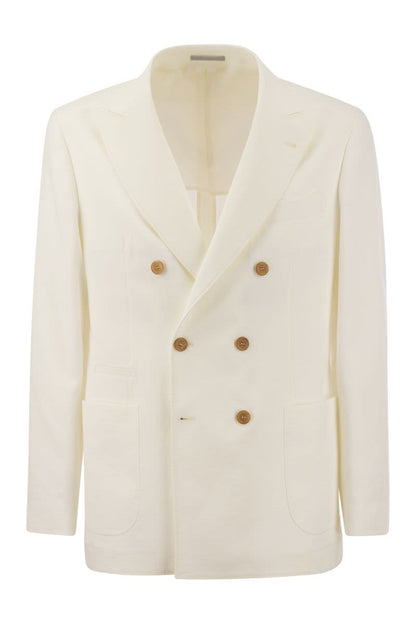 Twisted linen deconstructed jacket with patch pockets - VOGUERINI