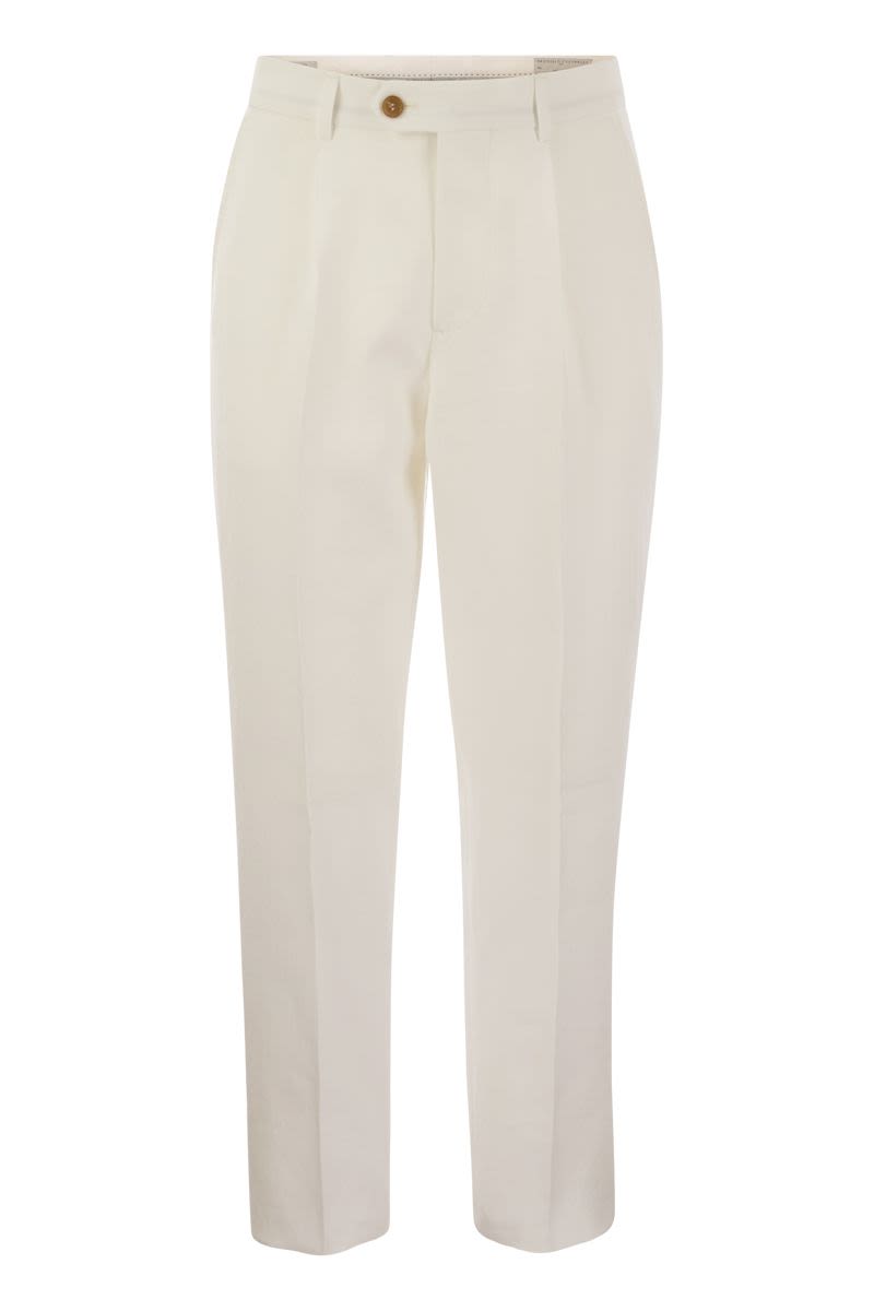 Leisure fit linen trousers with darts