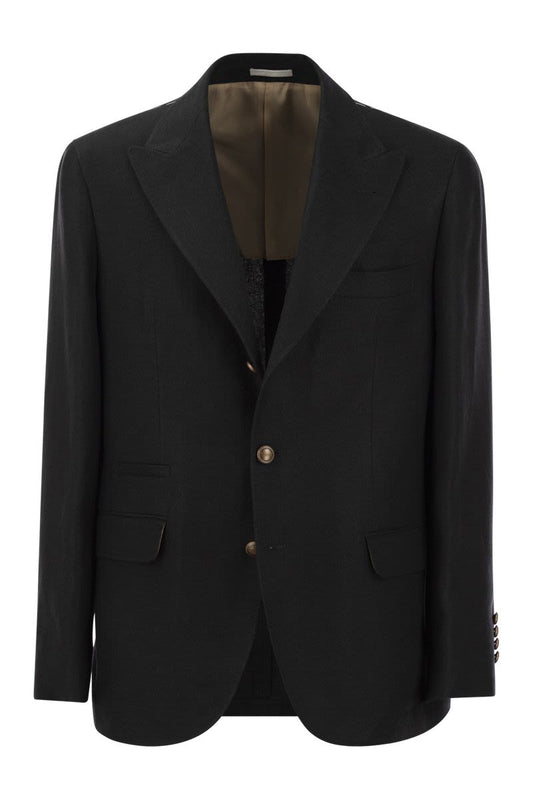 Linen, wool and silk diagonal deconstructed jacket - VOGUERINI