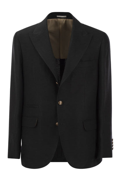 Linen, wool and silk diagonal deconstructed jacket - VOGUERINI