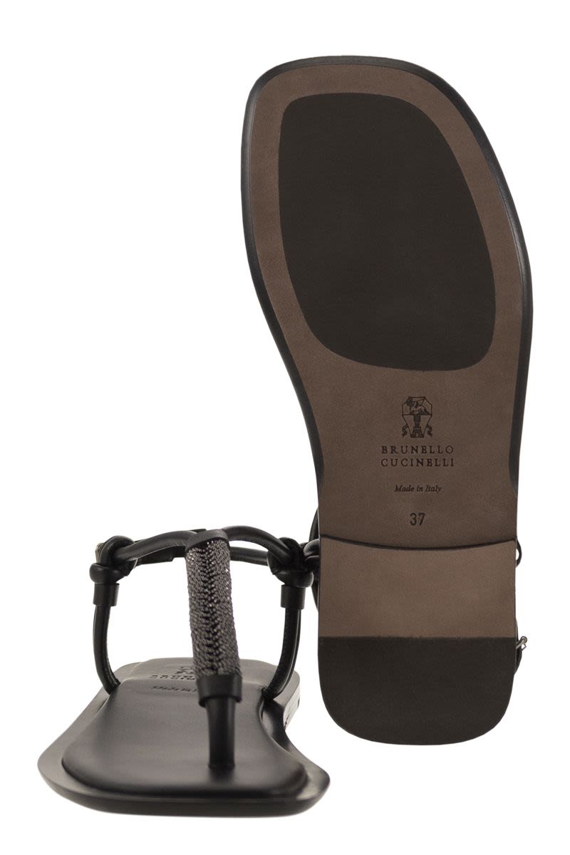 Leather Sandals with Precious Braided Straps