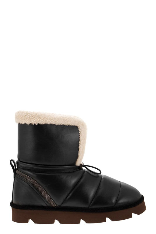 Leather boot with shearling lining and Shiny Details - VOGUERINI