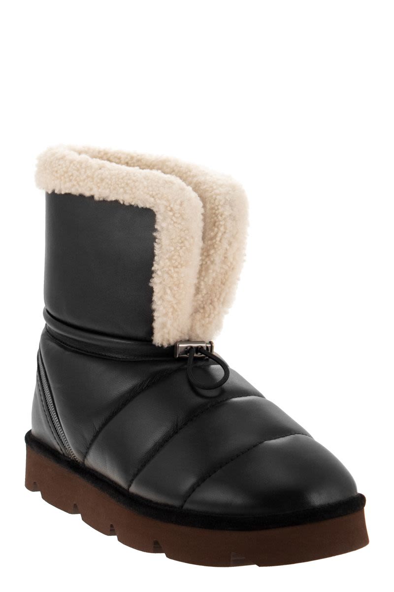 Leather boot with shearling lining and Shiny Details - VOGUERINI