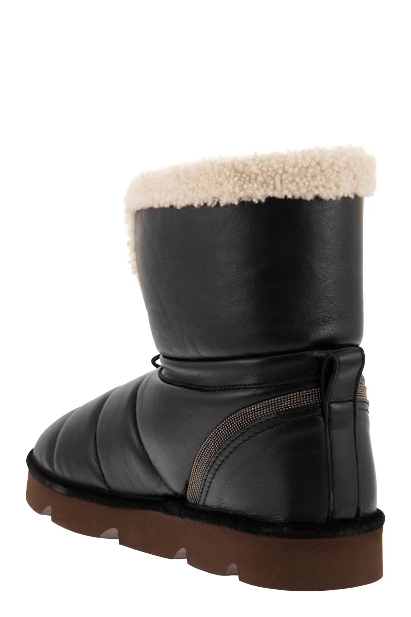 Leather boot with shearling lining and Shiny Details - VOGUERINI