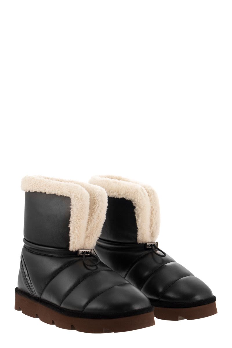 Leather boot with shearling lining and Shiny Details - VOGUERINI