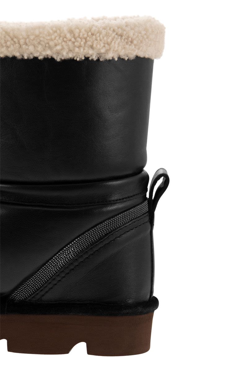 Leather boot with shearling lining and Shiny Details - VOGUERINI